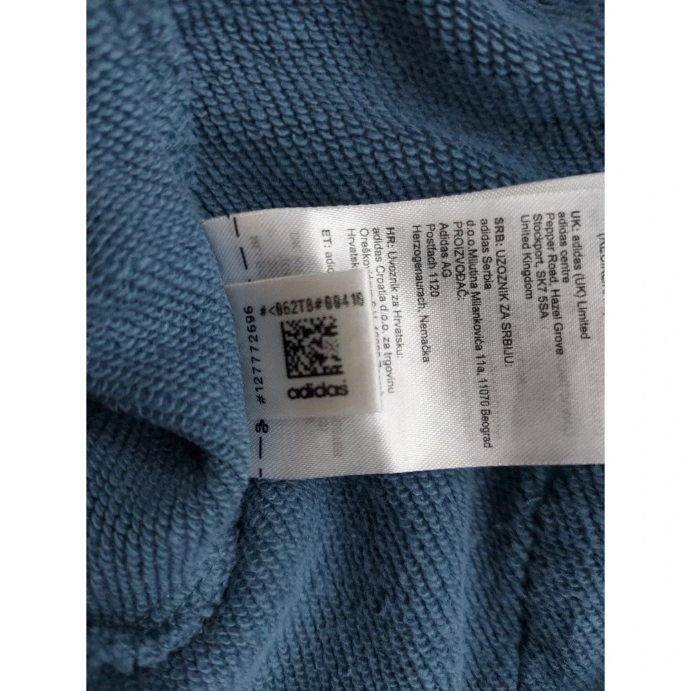 Adidas BTS Rib Hoodie Men Medium Blue Orbit Indigo Logo Kangaroo Pocket Pullover